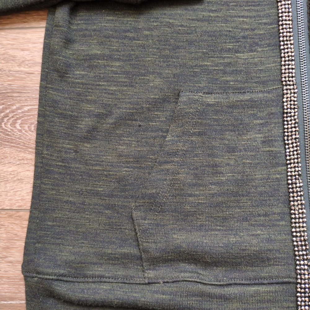 Juicy Couture‎ Hoodie Olive Green Rhinestone Zip Up Hoodie Sweatshirt Jeweled M - Picture 5 of 10